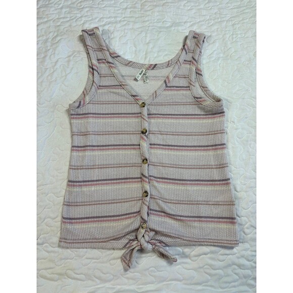 MUDD Button Up Front Tie Stripped Tank Top size XS - Picture 1 of 5